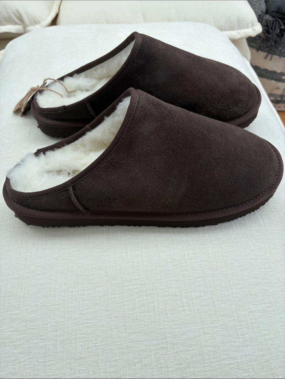 Men's Chocolate Brown Shearling-Lined Slip-On Mules